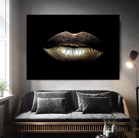 glas schilderij lippen goud
